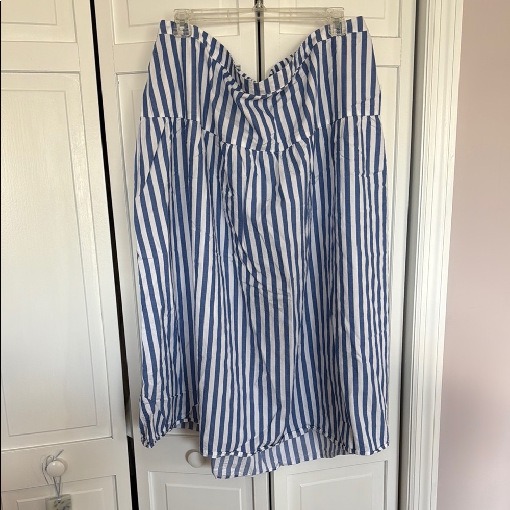 Old Navy Blue and White Smocked Midi Skirt